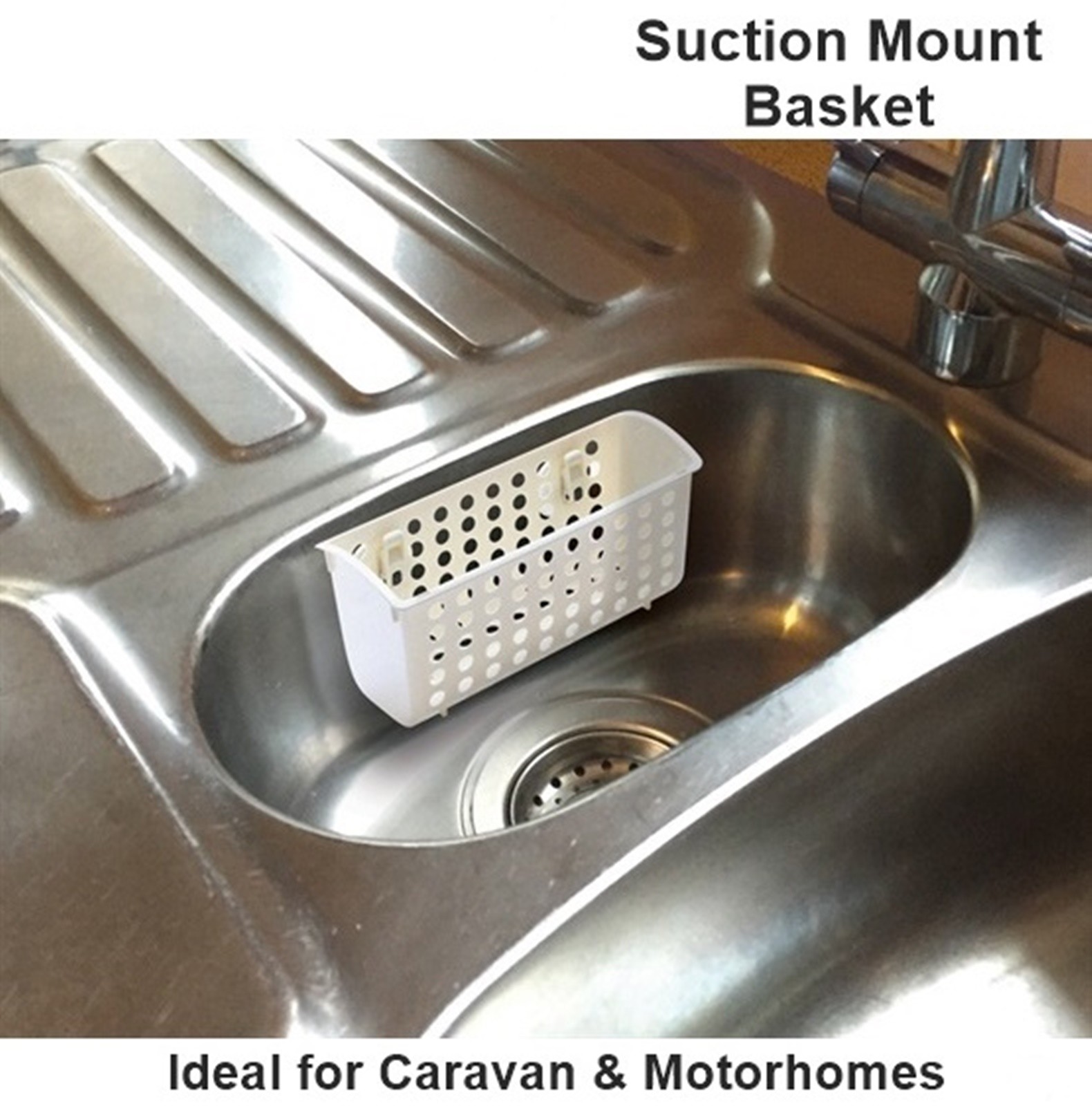 Suction Mount Sink Strainer Basket - Ideal for home, caravan or motorhomes