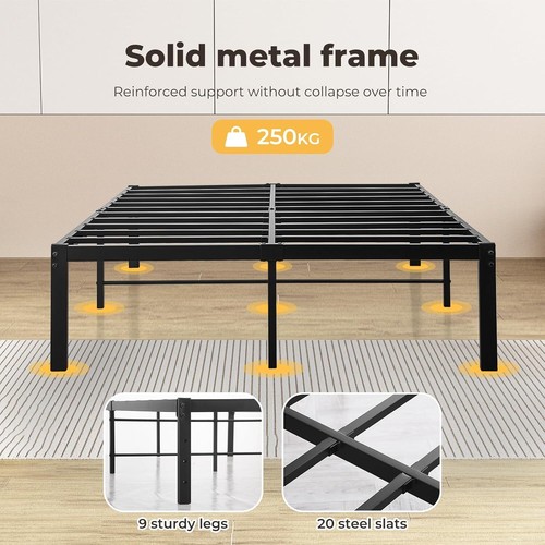 Double Bed Frame,Metal Bed Base,Steel Slat Mattress Support,Under Bed Storage - Picture 5 of 9