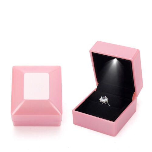 Ring Box with LED Light Velvet Jewelry Gift Wedding Proposal Engagement Diamond - Picture 4 of 16