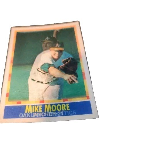 Sportflics 1990 MIKE MOORE Tri-Photo Hologram Card #185 Oakland Athletics • VG‼