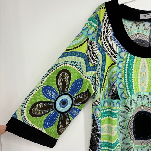 Vestido recto MOL para mujer 1X XXL verde azul negro retro estampado vintage manga 3/4 - Imagen 3 de 9