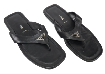 PRADA Shoes Women's EU 35.5 Black Leather Triangle Logo Square Toe