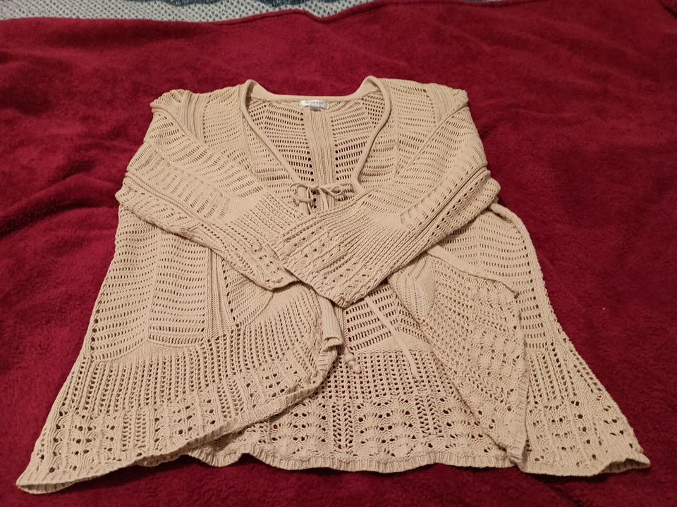 **Oferta***Suéter de ganchillo 100 % algodón talla grande Avenue 18-20 beige  Foto 2 de 4