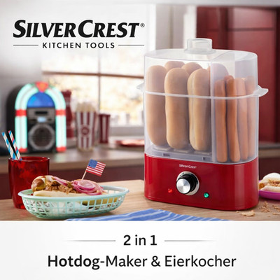 SILVERCREST 2 in 1 Hotdog-Maker Hot Dog Eierkocher SHME 400 A1 rot 400 Watt NEU