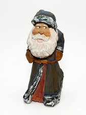 Hand Carved Wooden Santa Claus Primitive OOAK Art, Signed - 9.5 Vintage