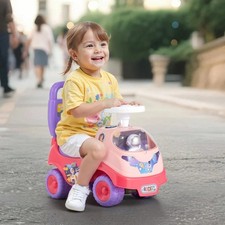 Kids Ride On Push Car Toddler Foot-to-Floor Walker Toy Horn Music Storage Pink