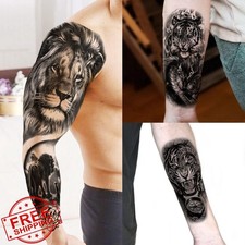 Lion Arm Temporary Tattoos Full Half Sleeve Men Women Fake Tattoo Stickers