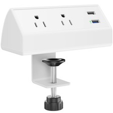 Desk Power Strip with 20W USB Fast Charge Port, Black 800J Surge Protector Cl...