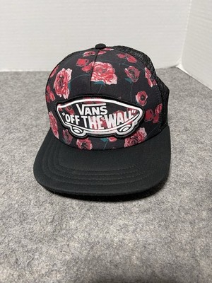 Women's NEW VANS off the wall Roses Skater Grunge Skate SK8 Black Snapback Hat
