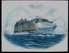 Original Art Work ...WONDER of the SEAS ...RCI... cruise ship.. 3/4 view