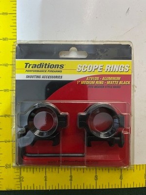 Traditions A791DS 1'' Medium Rings Aluminum Matte Black-Fits Weaver Style Bases
