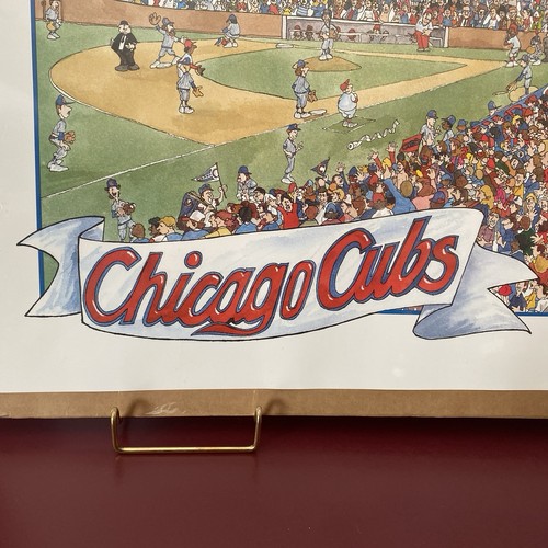 Poster cartone animato John Holladay Chicago Cubs Wrigley Field 1985 stampa vintage - Foto 3 di 22
