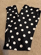 TC LuLaRoe Leggings  WHITE POLKA DOTS on BLACK  Size 12-18 Tall  Curvy