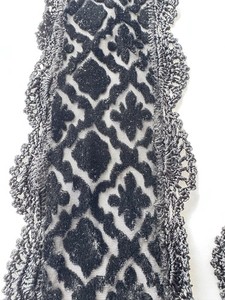 Black Velour And Lace Sash With Backing 80” Long X 3” W
