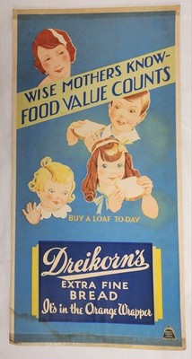 Old Dreikorn's Extra Fine Bread  Paper Sign 20'' By 10''