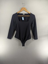 Intimately Free People Women Bodysuit Black Square Neck Long Sleeve Size M