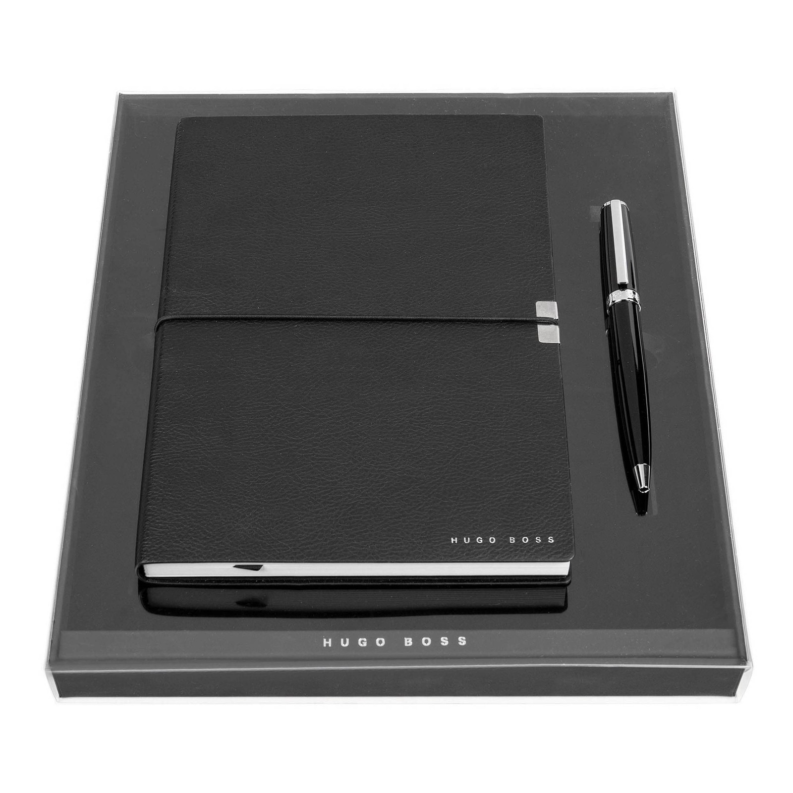 Hugo Boss Writing Set Ballpoint Pen Gear Icon and A5 Notepad Elegance Storyline