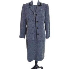 Talbots Tweed Blazer Sheath Dress Set Metallic Salt Pepper Womens 6