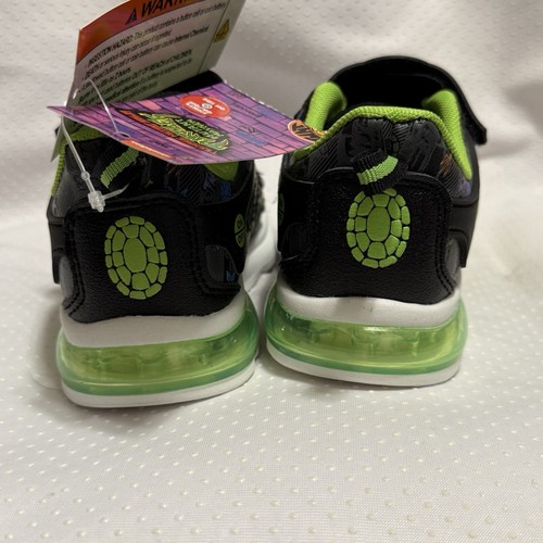 Nickelodeon Black and Green Sneakers Mutant Turtles Boys 10 Light Up New - Picture 5 of 12