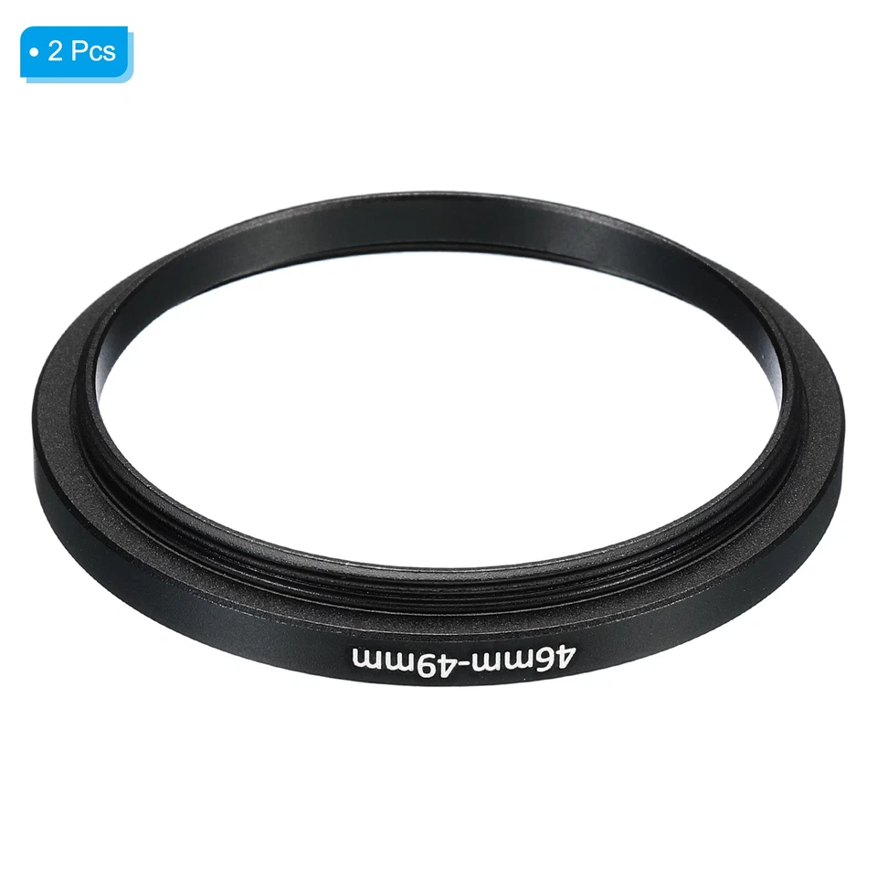 2Pcs Metal Step Up Ring 46mm-49mm Camera Lens Filter Adapter Ring Black - Image 3 of 4