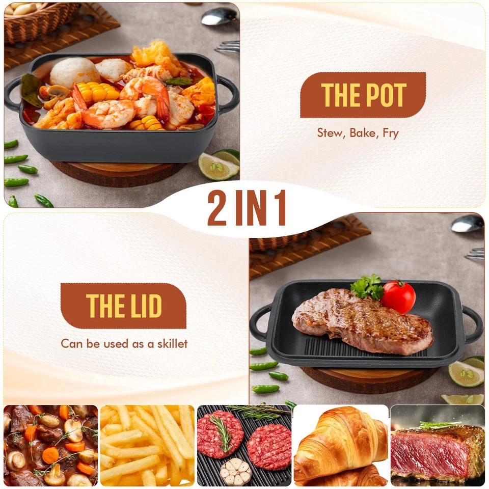 Cast Iron Bread Pan with Lid Pre-Seasoned Dutch Oven 5.7QT Non-Stick Bread Lo - Image 4 of 4