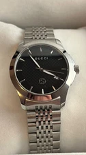 Gucci G-Timeless YA1264106 Men Quartz Stainless Steel Watch 38mm Black Dial