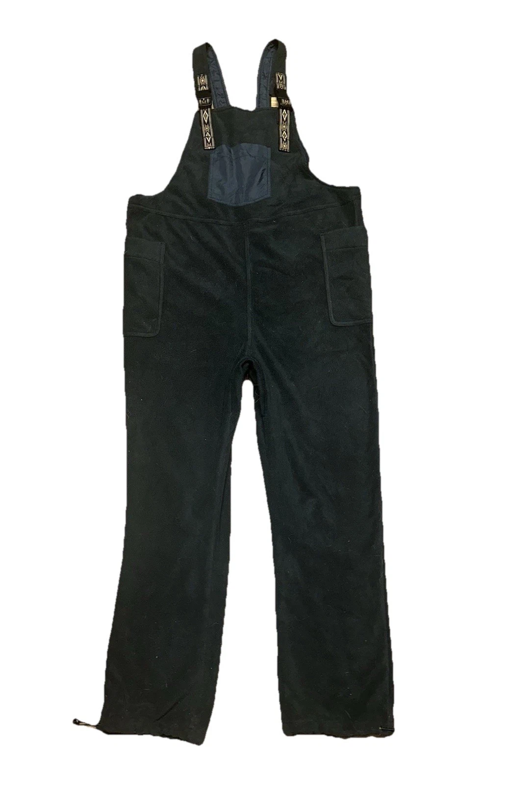 KAVU San Blas Quick Dry Fleece Cropped Bib Overalls Black Size M