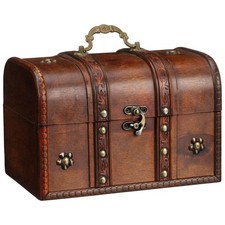 Medium Wooden treasure Chest Jewellery Keepsake Trinket Organiser Box Gift Box
