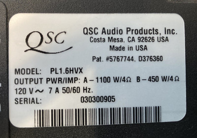 QSC AUDIO Power Amplifier PL-1.6hvx PowerLight Series NEW in box-From Storage