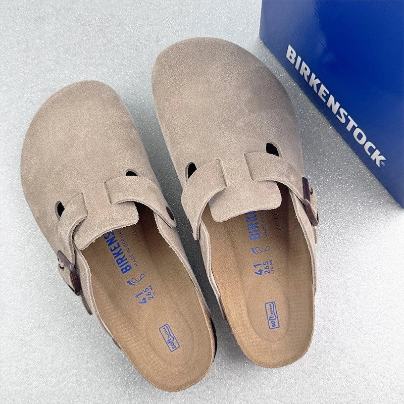 Zapatos Birkenstock Boston de gamuza topo de cuero suave para hombre y mujer talla 37-45 Foto 4 de 4