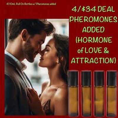 4/$34 DEAL! 4 (10mL) Roll On PERFUME/FRAGRANCE BODY OILS W/ PHER0M0NES ADDED