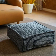 Unstuffed Pouf Ottoman Cover Soft Storage Extra Seat Farmhouse Comfortable Bo...