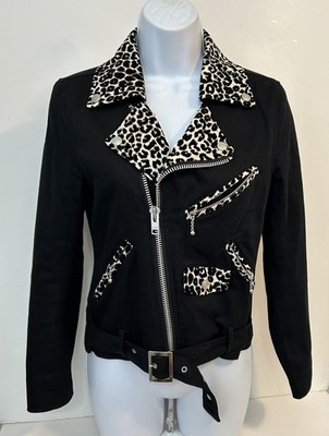 Hell Cat Punks Not Dead Original Black w/ Leopard Trim Lined Denim