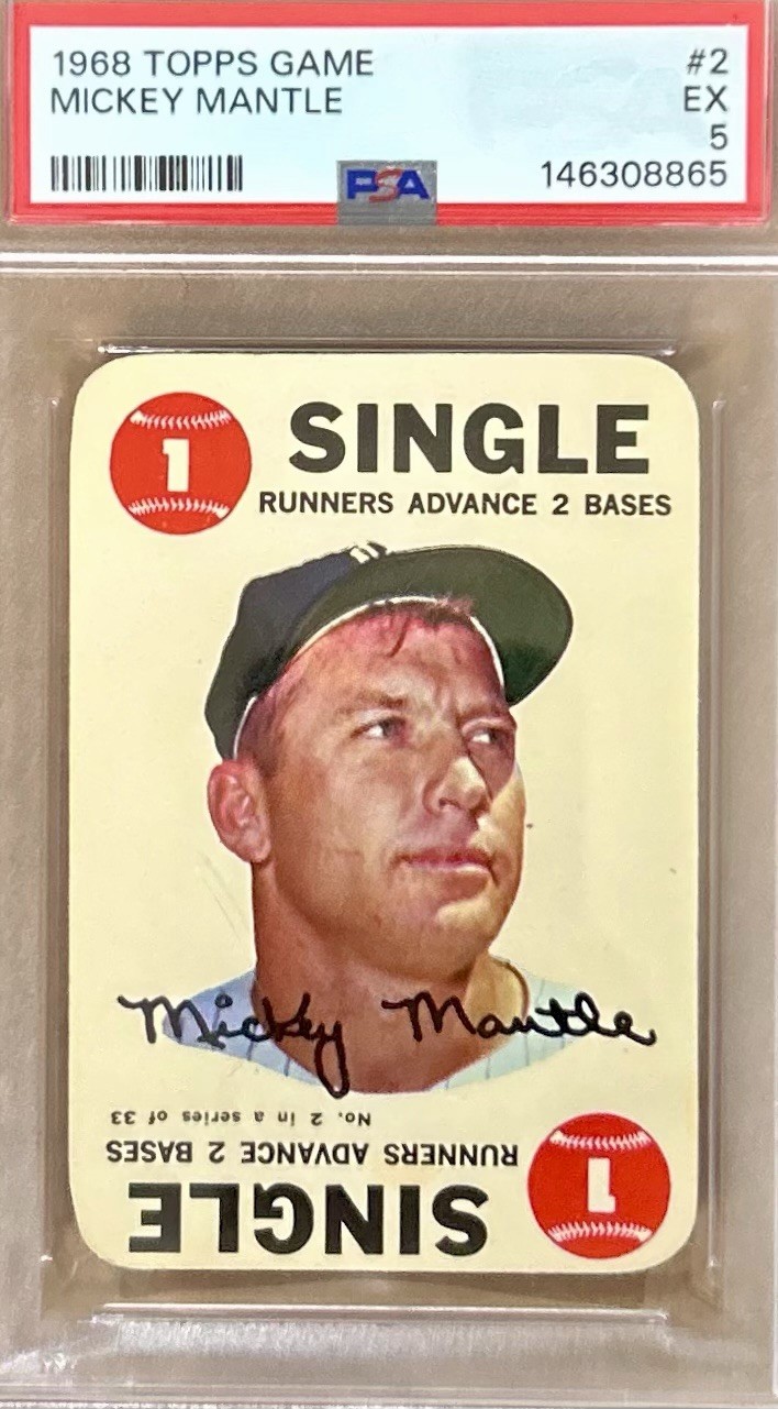 1968 Mickey Mantle Card - Topps Game Card - PSA 5 (EX) !! NY Yankees HOF!!