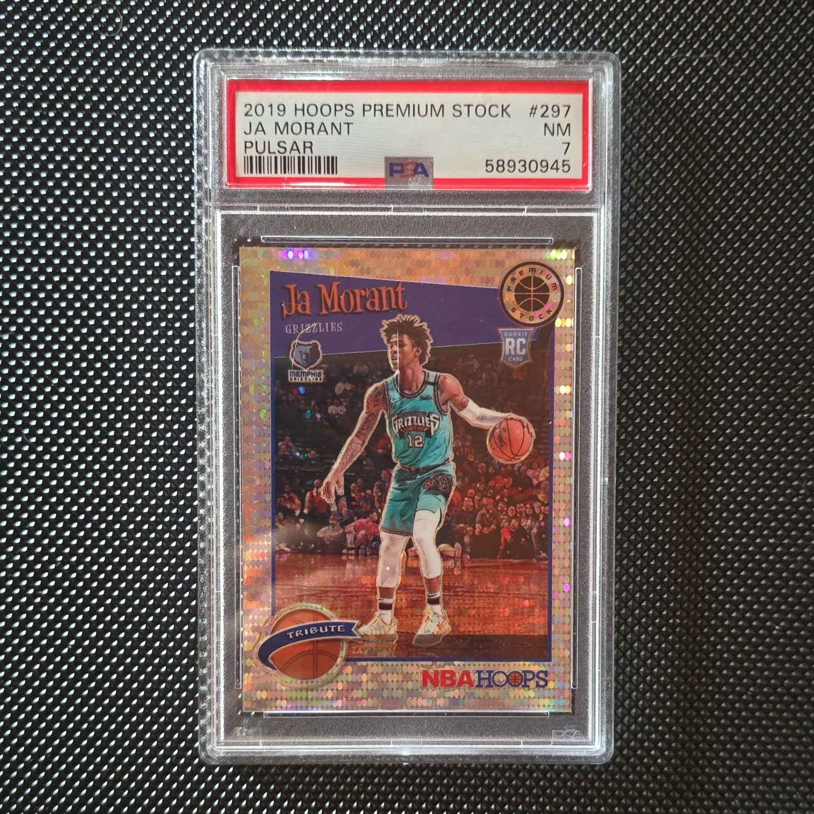 Panini 2019-20 Hoops Premium Stock Tribute Ja Morant #297 Pulsar Prizm RC PSA 7
