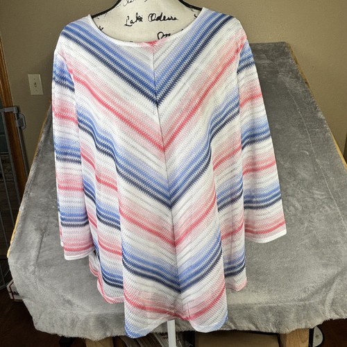 Alfred Dunner Sweater Womens 2XL Pullover Multicolor Stripe Lined Lightweight To