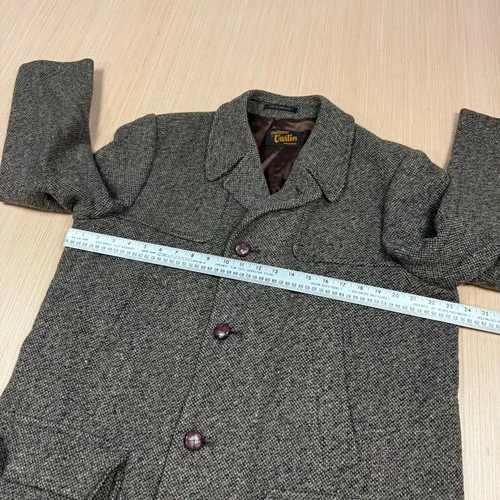 Vintage Tweed Wool Car Coat 42 Shooting 70s Jacket Yugoslavia Phillippe Vartin L image 8