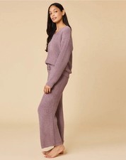 Softies Women  s Waffle Marshmallow V-Neck Luxe Lounge Set, Size Lg Driftwood