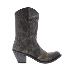 Jama Old West Snip Toe 18152 Womens Gray Leather Zipper Western Boots