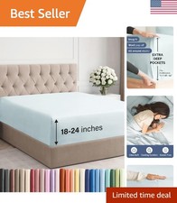 Extra Deep Cal King Fitted Sheet - Hotel Luxury Single Fitted Sheet Only - Ea...