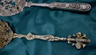 Vintage Silverplate Fish Server & Brass Serving Fork Ornate Unmarked 11.5" 10" — photo 6