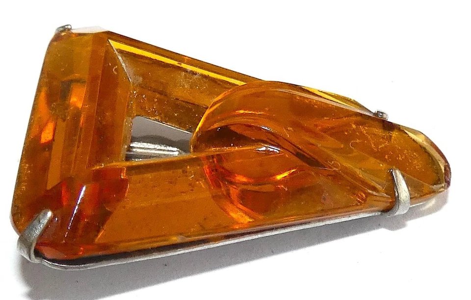 Art Deco Amber Glass Clip 1920's 898 - Image 2 of 3