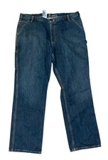 Carhartt Men's Relaxed Fit Denim Jeans Zip Work Cotton Blue Size 42x32