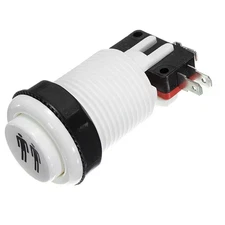Push Button Aracde, 1 UP, 28 MM Long , Multicade , WHITE 2 PLAYER W Micro Switch
