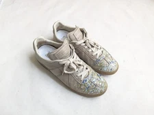 Maison Margiela GAT Sneakers Gray Men 9 42 Suede Leather Low Top Paint Splatter