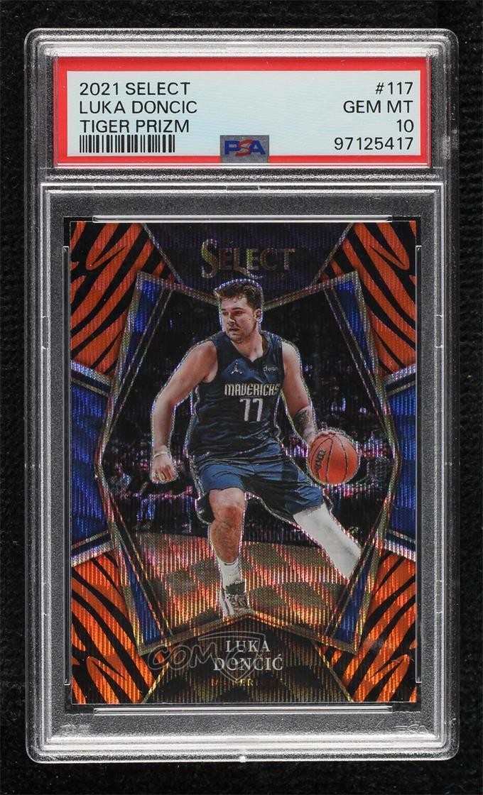 2021 Select Premier Level Tiger Stripes Prizm Luka Doncic #117 PSA 10 GEM MT n8q