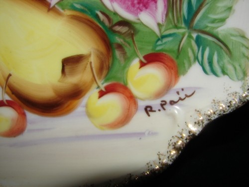 Antique 1900 Porcelain Signed China Fruit Decortaive Plate - Picture 2 of 2