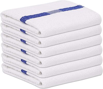 Blue Center Strip Bath Towels 22x44 Cotton Blend Extra Large Bulk Pack Towel