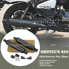 For Royal Enfield Shotgun 650 AEW TE 203 Exhaust Silencers, Black Pair
