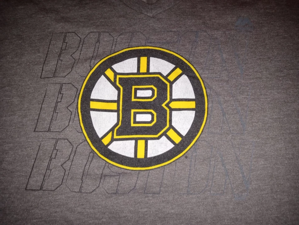 Majestic Boston Bruins женская футболка размер большой серый v-образным вырезом НХЛ футболка назад логотип - Изображение 2 из 4